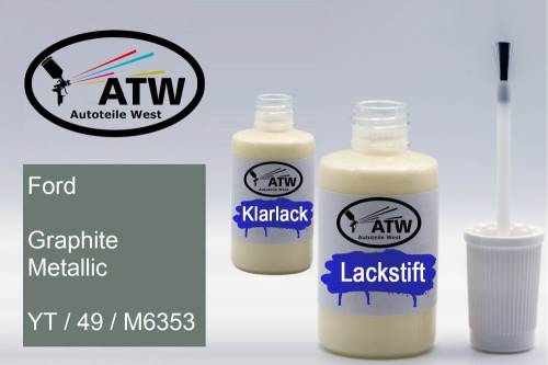 Ford, Graphite Metallic, YT / 49 / M6353: 20ml Lackstift + 20ml Klarlack - Set, von ATW Autoteile West.